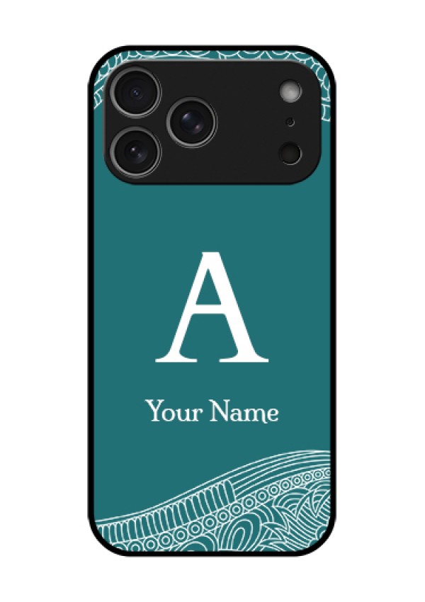 Apple iPhone 17 Pro Max Custom Glass Phone Case - Line Art Pattern With Custom Name Design