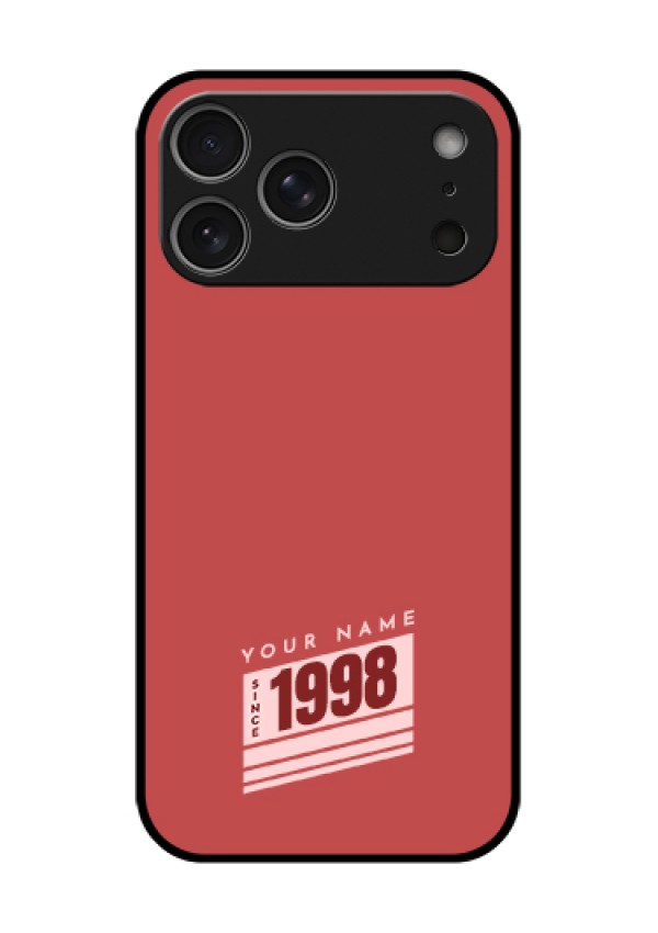 Apple iPhone 17 Pro Max Custom Glass Phone Case - Red Custom Year Of Birth Design