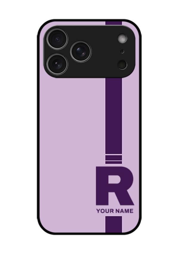 Apple iPhone 17 Pro Max Custom Glass Phone Case - Simple Dual Tone Stripe With Name Design