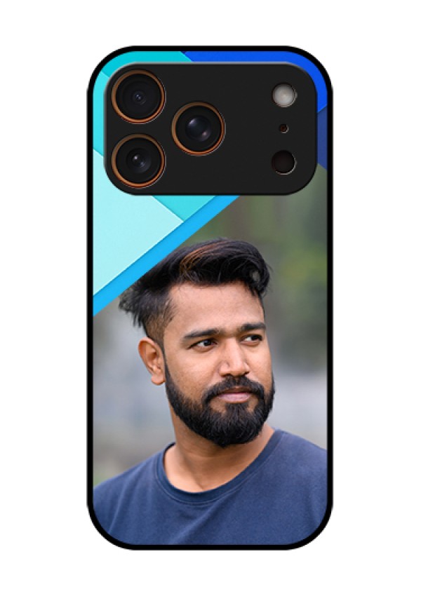 Apple iPhone 17 Pro Custom Glass Phone Case - Blue Pattern Design