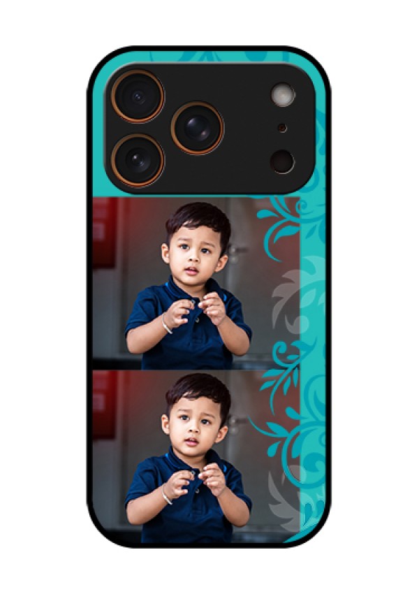 Apple iPhone 17 Pro Custom Glass Phone Case - With Photo And Green Floral Design