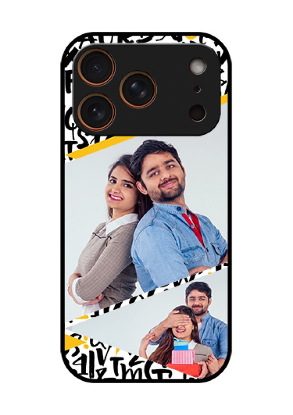 Apple iPhone 17 Pro Custom Glass Phone Case - Letters Pattern Design