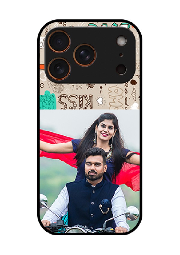 Apple iPhone 17 Pro Custom Glass Phone Case - Love Doodle Pattern
