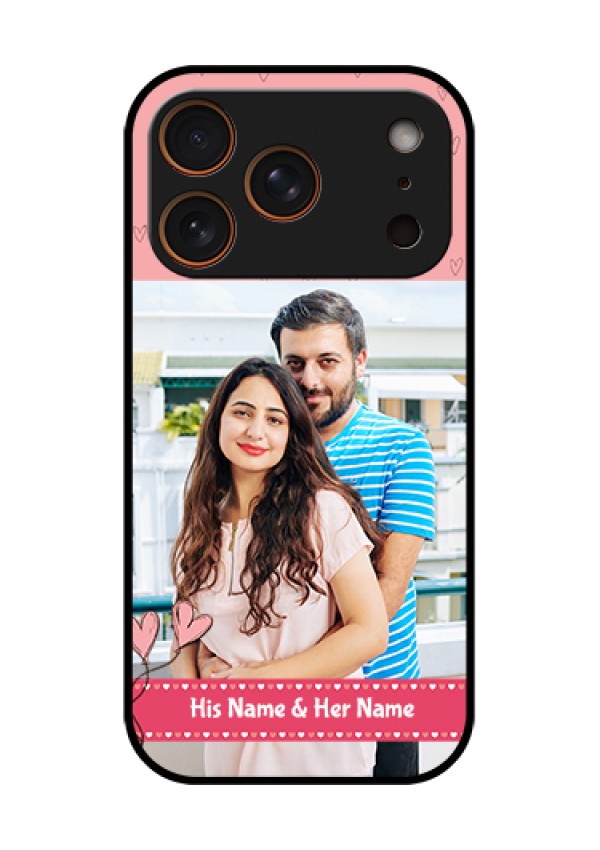 Apple iPhone 17 Pro Custom Glass Phone Case - Love Design Peach Color
