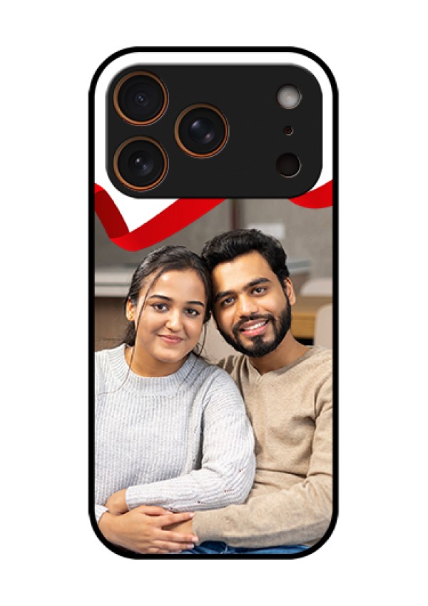 Apple iPhone 17 Pro Custom Glass Phone Case - Red Ribbon Frame Design