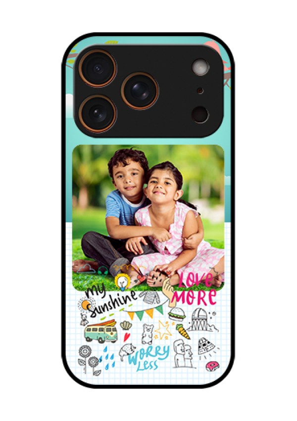 Apple iPhone 17 Pro Custom Glass Phone Case - Doodle Love Design