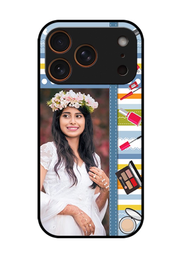 Apple iPhone 17 Pro Custom Glass Phone Case - Makeup Icons Design