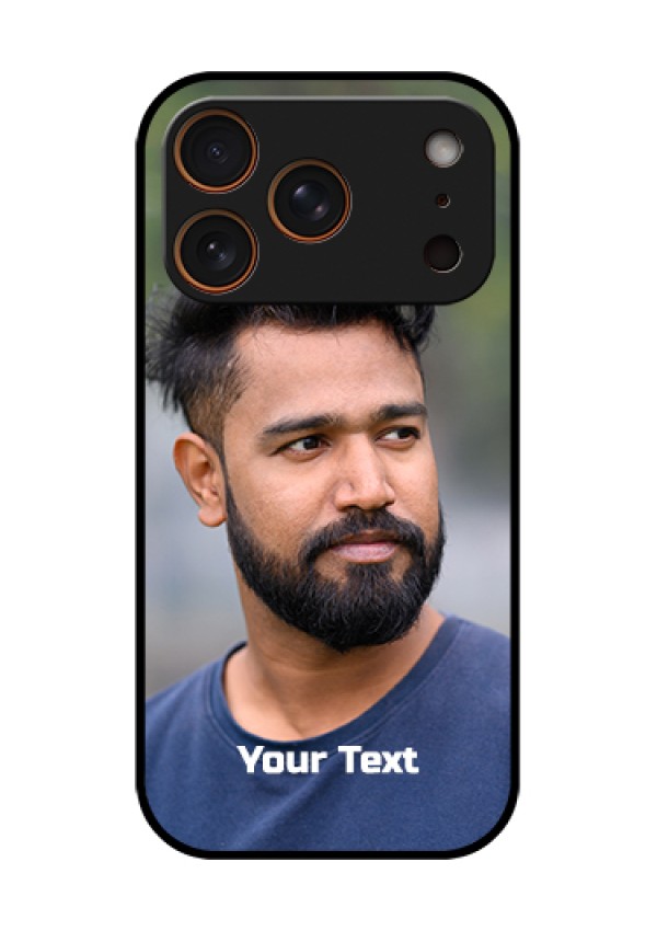 Apple iPhone 17 Pro Custom Glass Phone Case - Photo With Text Design
