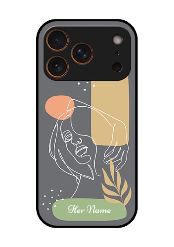 Apple iPhone 17 Pro Custom Glass Phone Case - Gazing Woman Line Art Design