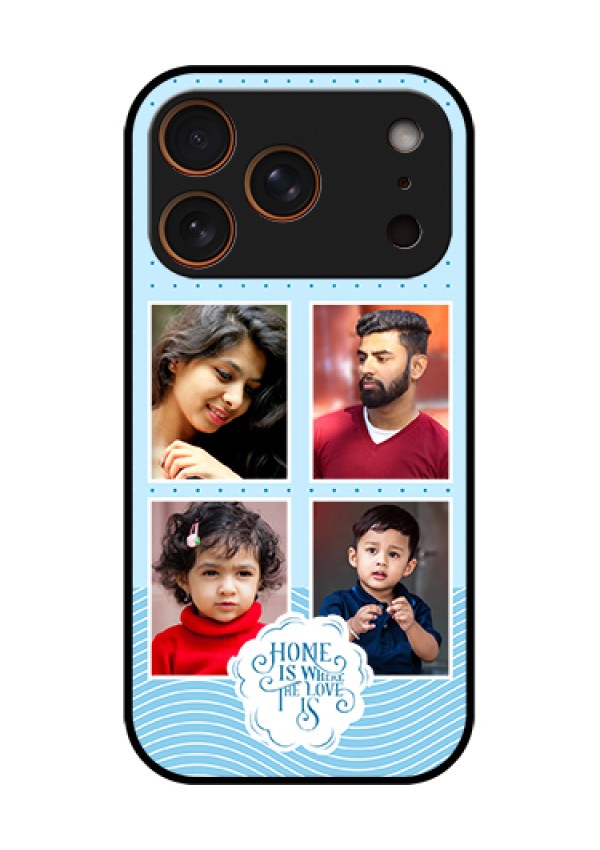 Apple iPhone 17 Pro Custom Glass Phone Case - Cute Love Quote With 4 Pic Upload Design