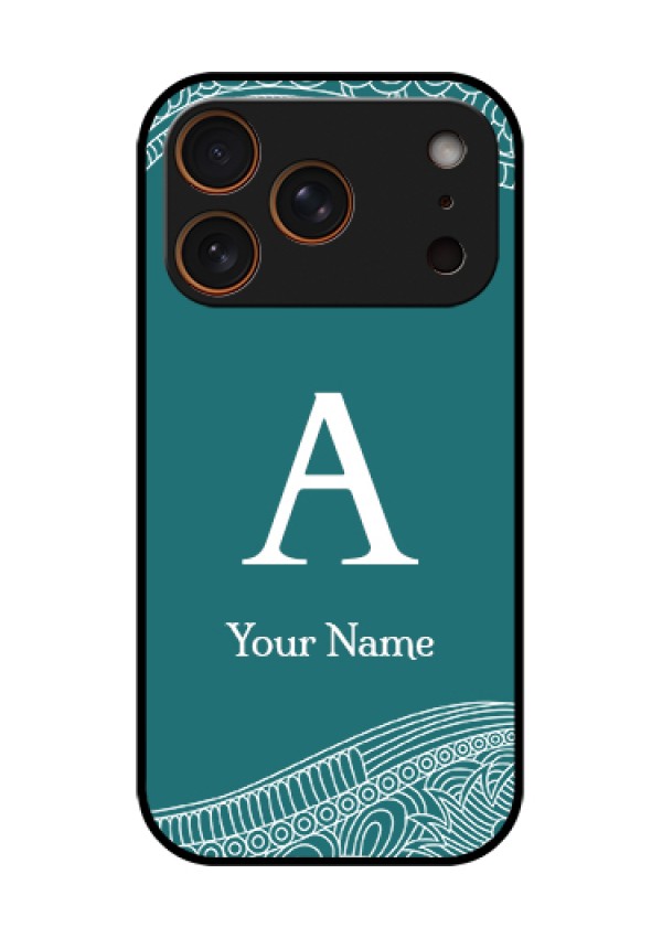 Apple iPhone 17 Pro Custom Glass Phone Case - Line Art Pattern With Custom Name Design