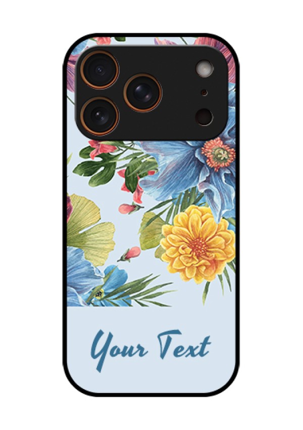 Apple iPhone 17 Pro Custom Glass Phone Case - Stunning Watercolored Flowers Painting Design