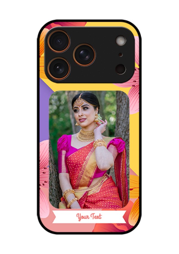 Apple iPhone 18 Pro Custom Glass Phone Case - 3 Image With Vintage Floral Design