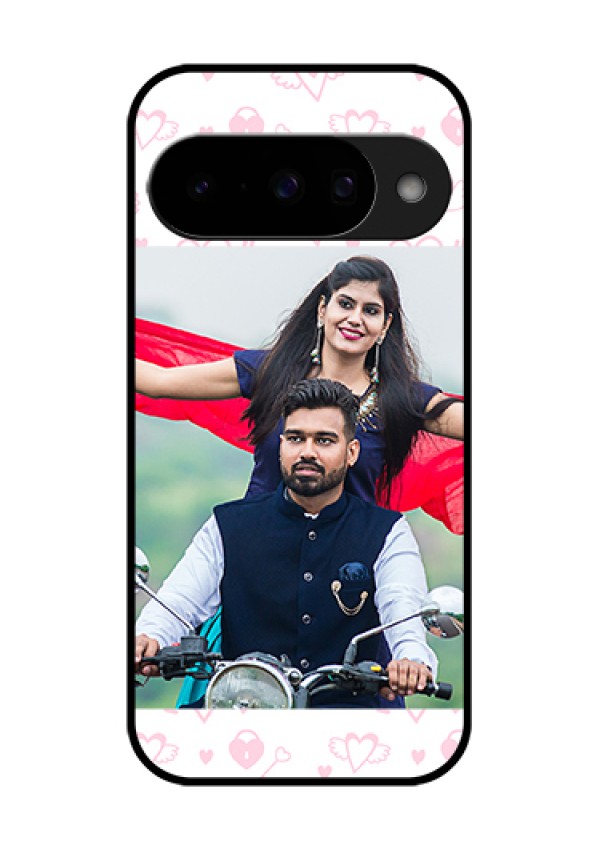 Google Pixel 10 5G Custom Glass Phone Case - Pink Flying Heart Design