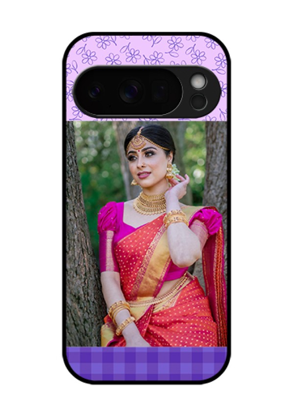 Google Pixel 10 Pro 5G Custom Glass Phone Case - Purple Floral Design