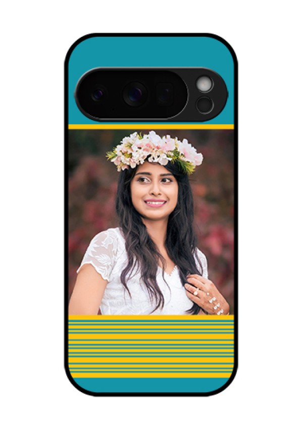 Google Pixel 10 Pro 5G Custom Glass Phone Case - Yellow & Blue Design