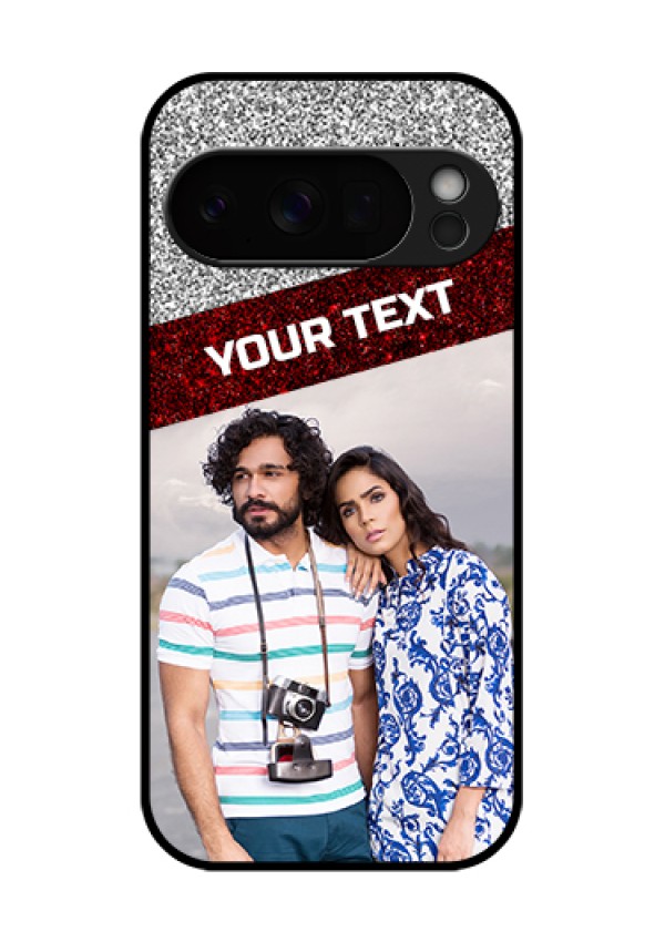 Google Pixel 10 Pro 5G Custom Glass Phone Case - Image Holder With Glitter Strip Design