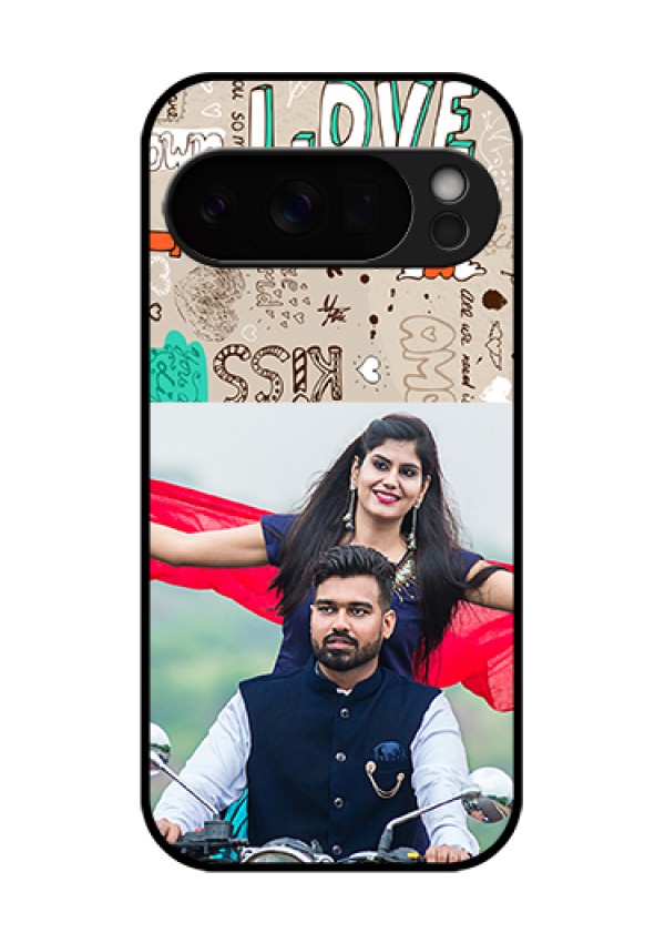 Google Pixel 10 Pro 5G Custom Glass Phone Case - Love Doodle Pattern