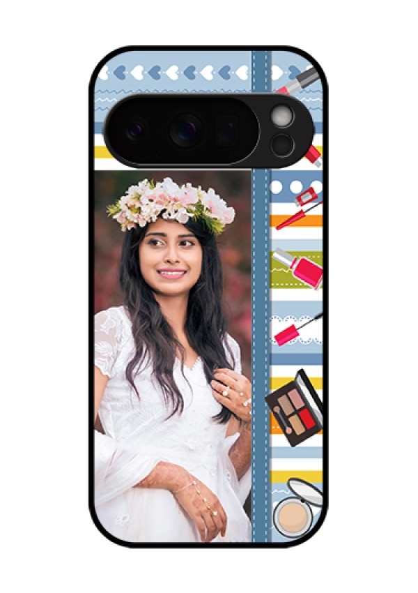 Google Pixel 10 Pro 5G Custom Glass Phone Case - Makeup Icons Design