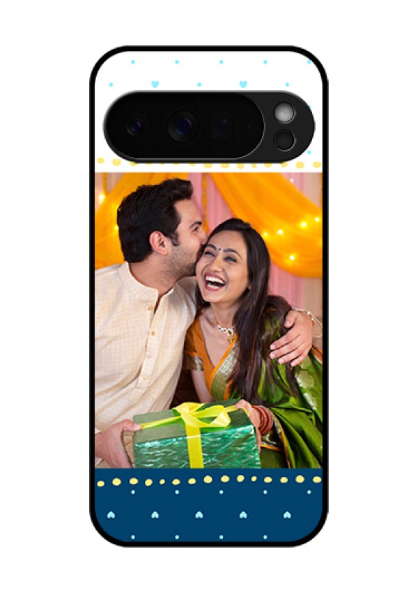 Google Pixel 10 Pro Xl 5G Custom Glass Phone Case - White And Blue Abstract Design