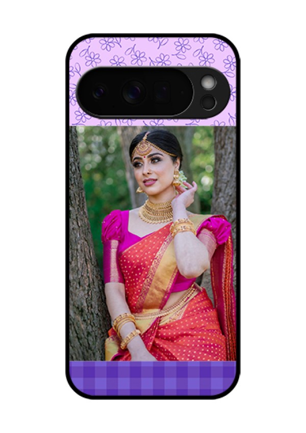 Google Pixel 10 Pro Xl 5G Custom Glass Phone Case - Purple Floral Design