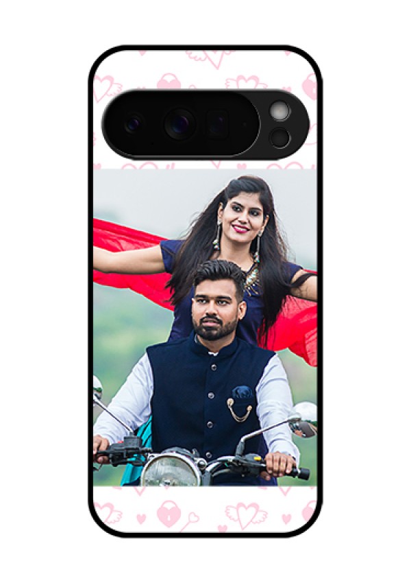Google Pixel 10 Pro Xl 5G Custom Glass Phone Case - Pink Flying Heart Design