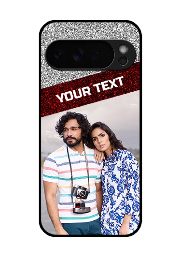 Google Pixel 10 Pro Xl 5G Custom Glass Phone Case - Image Holder With Glitter Strip Design