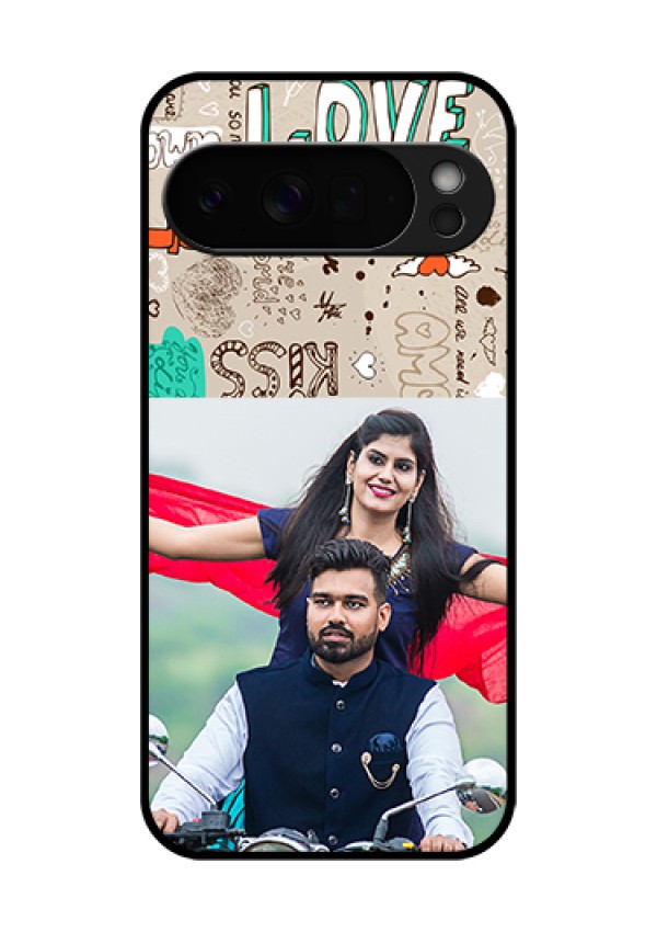 Google Pixel 10 Pro Xl 5G Custom Glass Phone Case - Love Doodle Pattern