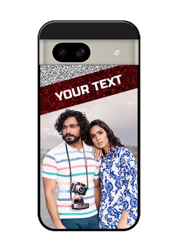 Google Pixel 8A 5G Custom Glass Phone Case - Image Holder With Glitter Strip Design