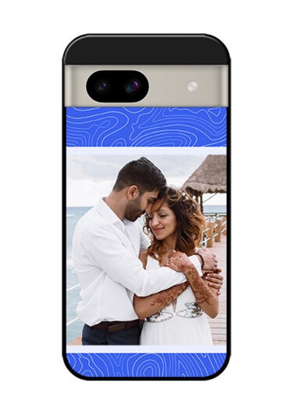 Google Pixel 8A 5G Custom Glass Phone Case - Curved Line Art With Blue And White Design