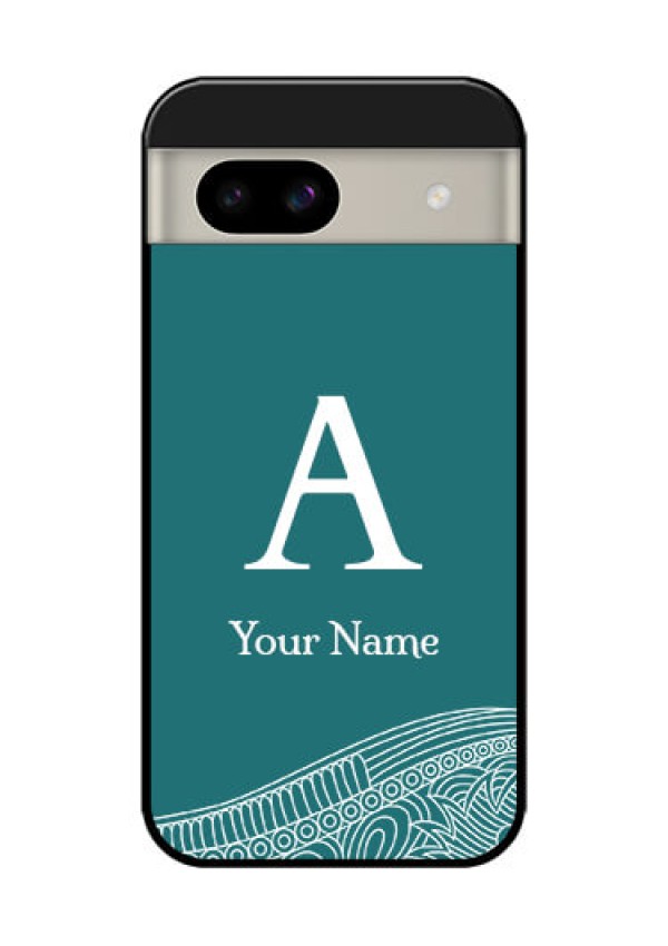 Google Pixel 8A 5G Custom Glass Phone Case - Line Art Pattern With Custom Name Design