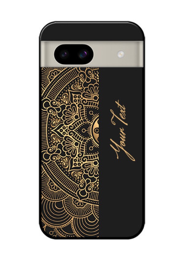 Google Pixel 8A 5G Custom Glass Phone Case - Mandala Art With Custom Text Design