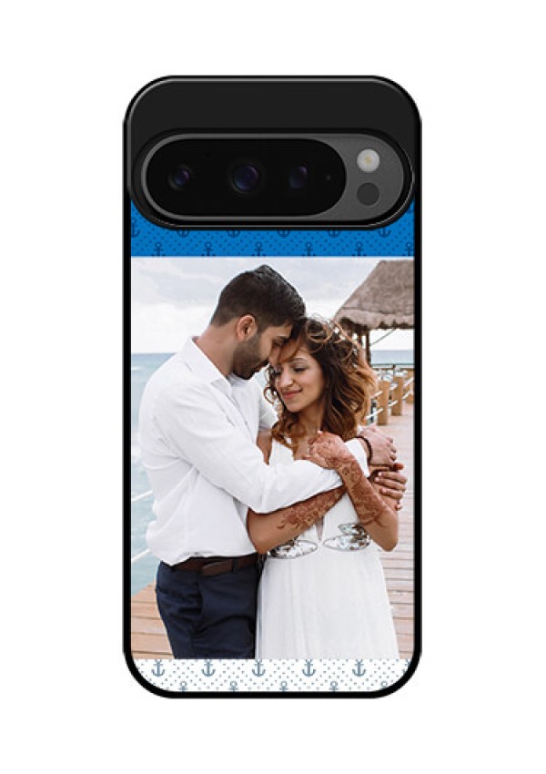 Google Pixel 9 Pro 5G Custom Glass Phone Case - Blue Anchors Design