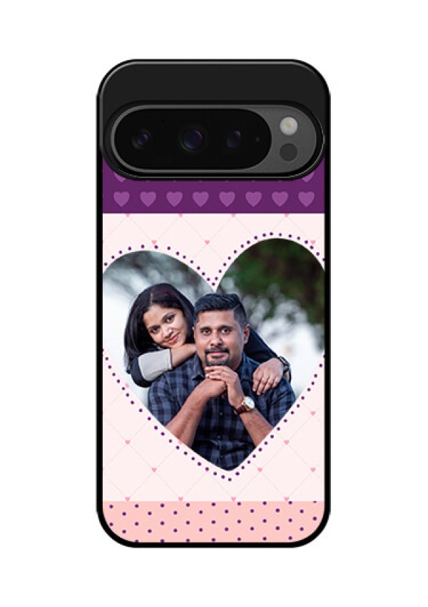 Google Pixel 9 Pro 5G Custom Glass Phone Case - Violet Love Dots Design