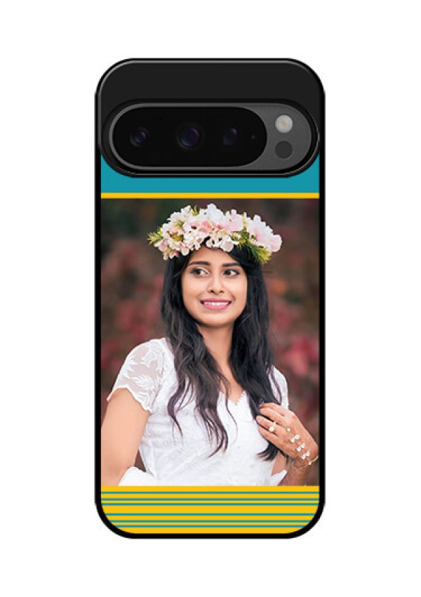 Google Pixel 9 Pro 5G Custom Glass Phone Case - Yellow and Blue Design