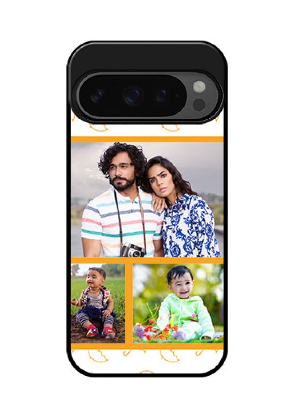Google Pixel 9 Pro 5G Custom Glass Phone Case - Yellow Pattern Design
