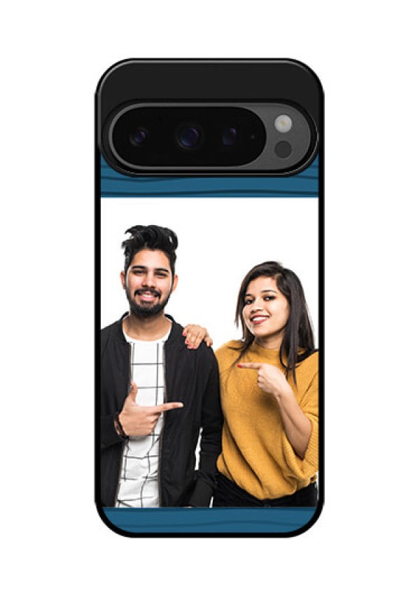 Google Pixel 9 Pro 5G Custom Glass Phone Case - Blue Pattern Cover Design