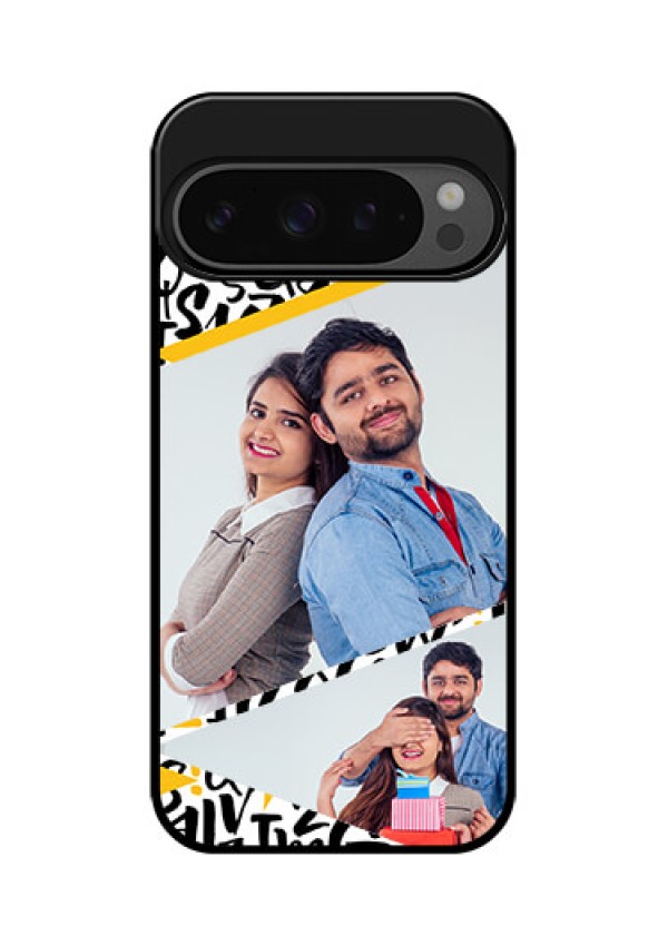 Google Pixel 9 Pro 5G Custom Glass Phone Case - Letters Pattern Design