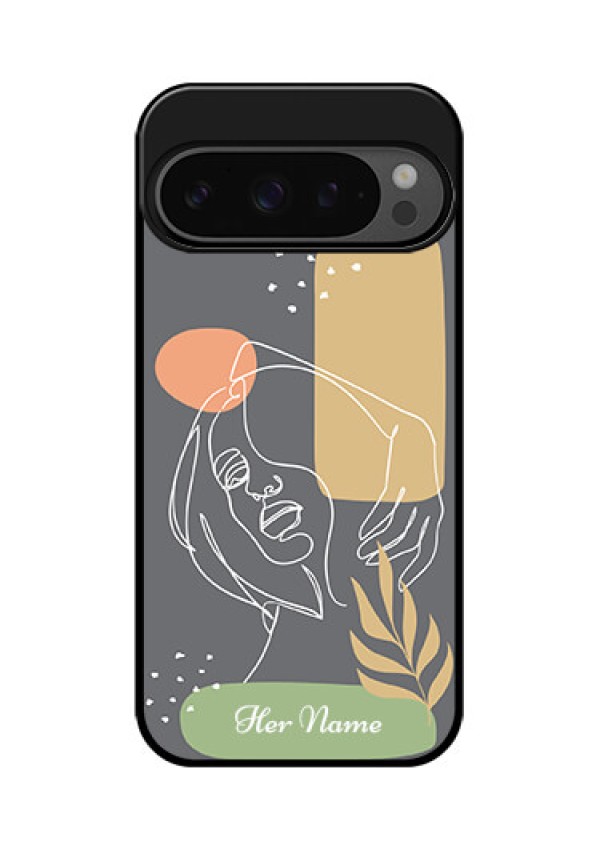Google Pixel 9 Pro 5G Custom Glass Phone Case - Gazing Woman Line Art Design