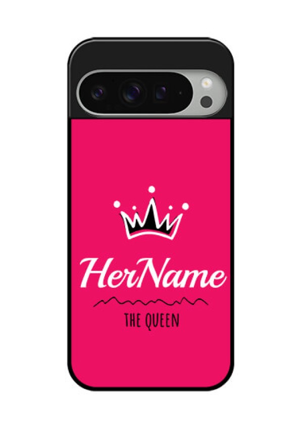Google Pixel 9 Pro Xl Custom Glass Phone Case - Queen With Name Design