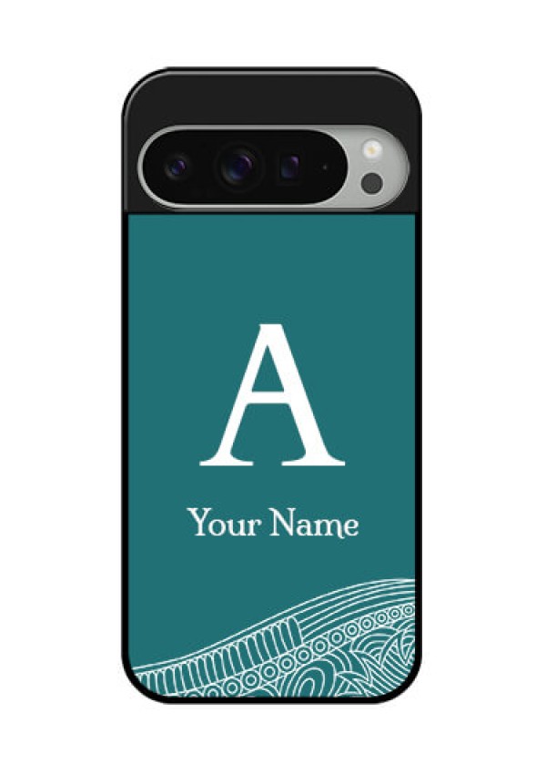 Google Pixel 9 Pro Xl Custom Glass Phone Case - Line Art Pattern With Custom Name Design