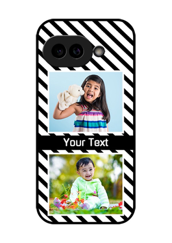 Pixel 9A 5G Custom Glass Phone Case - Black And White Stripes Design