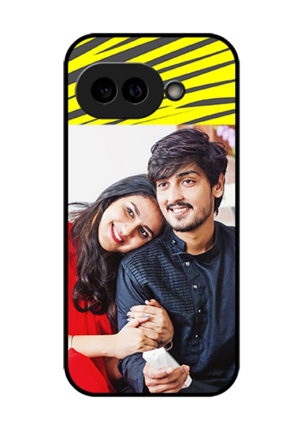 Pixel 9A 5G Custom Glass Phone Case - Yellow Abstract Design