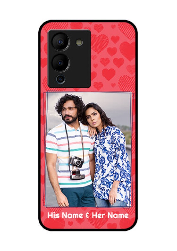 Infinix Note 12 Turbo Custom Glass Phone Case - With Red Heart Symbols Design