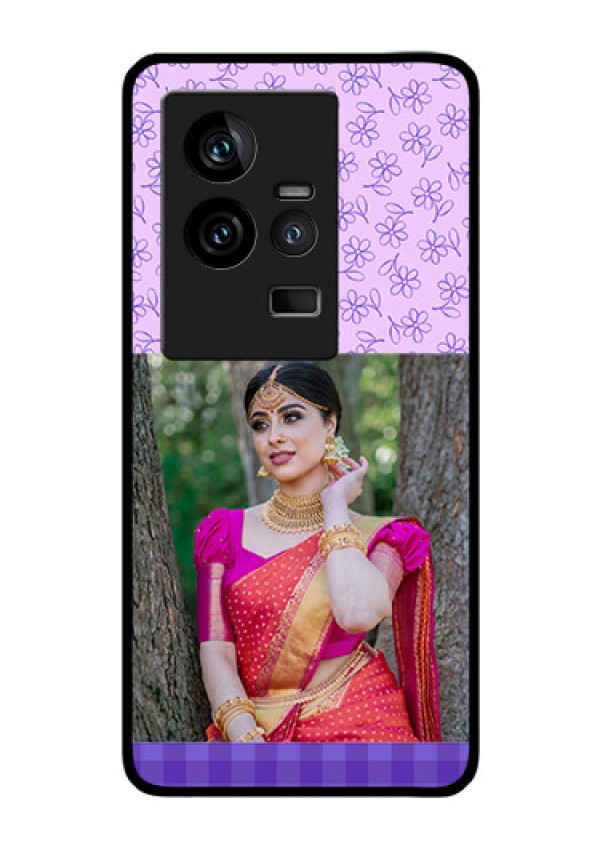 iQOO 11 5G Custom Glass Phone Case - Purple Floral Design