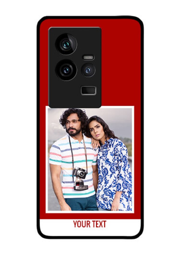 iQOO 11 5G Personalized Glass Phone Case - Simple Red Color Design