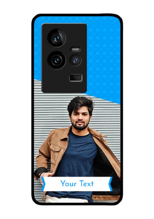 iQOO 11 5G Photo Printing on Glass Case - Simple Blue Color Design