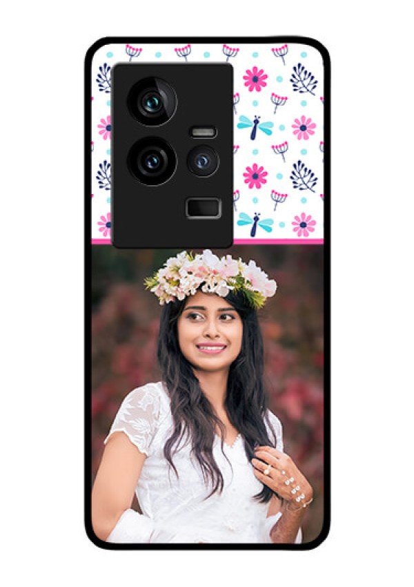 iQOO 11 5G Photo Printing on Glass Case - Colorful Flower Design