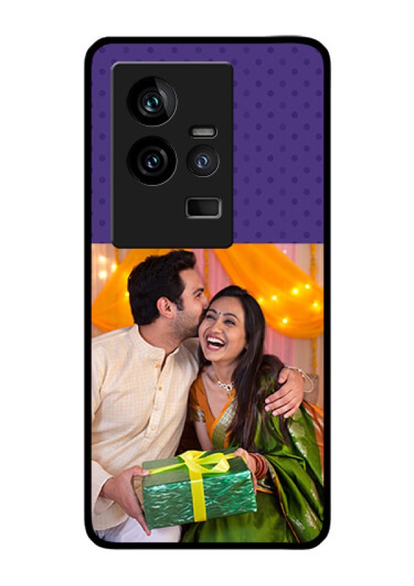 iQOO 11 5G Personalized Glass Phone Case - Violet Pattern Design