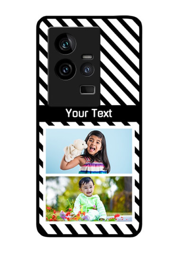 iQOO 11 5G Photo Printing on Glass Case - Black And White Stripes Design